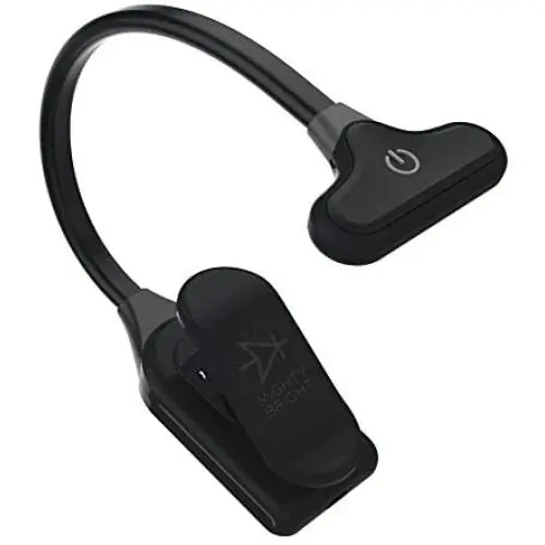 The Original Mighty Bright NuFlex Clip On Book Light Reading Light, Warm Eye Care LEDs, Super Flexible, Durable, Dimmable, Perfect for Kids, Bookworms, Read in Bed, Use Batteries or Micro USB (Black)