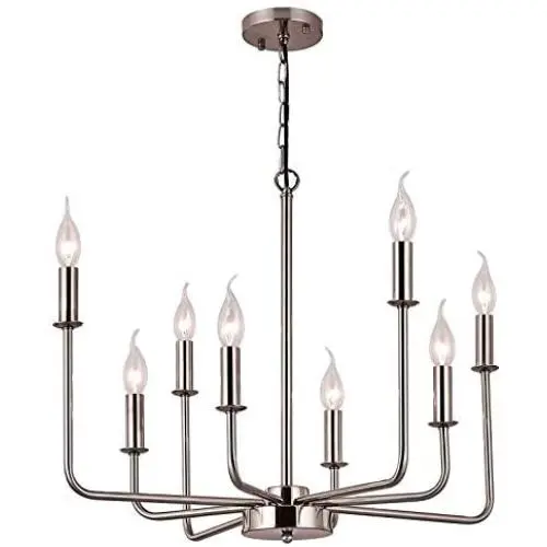 Sivilynus Chandelier Kitchen Modern Lighting 8 Lights Brushed Nickel Sputink Hanging Fixture for Dining Room Lighting Farmhouse for Living Room Bedromm Foyer Kitchen