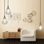 Wire Cage Pendant Light Plug in Light Fixture with On/Off Switch Diamond Shape Hanging Lamp with Vintage Bronze Socket Swag Lighting for Kitchen Island Dining Room Bar Counter (Black, 1 Light)