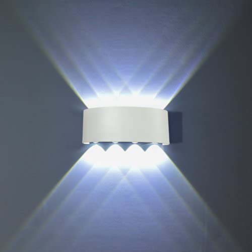 FLYDEER Modern Wall Sconce Lights 8W LED Room Wall Lights Up Down Aluminium Wall Lighting Lamps for Living Room Bedroom Corridor (White-White Light)