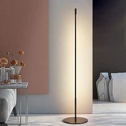 LAKIQ Modern Linear Standing Floor Lamps Living Room Black LED Floor Light with Plug for Reading Bedroom(White Light)