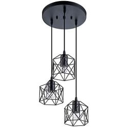 VILUXY Industrial 3-Light Pendant Lighting, with Black Metal Cage Shade, Adjustable Pendant Light for Kitchen Living Room Bedroom Hallway or Bar