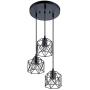 VILUXY Industrial 3-Light Pendant Lighting, with Black Metal Cage Shade, Adjustable Pendant Light for Kitchen Living Room Bedroom Hallway or Bar