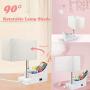 KAYBELE Table Lamp,Multi-Functional Beside Desk Lamp with AC Outlet, Wooden Storage Organizer Base, 90°Rotatable Lampshade, Cute Nightstand Lamp for Living Room, Bedroom,Dorm, Kids Room-White