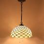Tiffany Hanging Lamp W16H40 Inch Pendant Light Amber Stained Glass Crystal Pear Bead Shade Chandelier Ceiling Fixture S005 WERFACTORY Deco Dining LivingRoom Bedroom Study Office Cafe Bar Hallway Loft