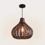 Modern Weave Wicker Hanging Lamp -KWOKING Lighting 1 Light Indoor Lighting Fixture Gourd Rattan Pendant Chandelier Natural Woven Light for Hallway Dining Room - 14''Width