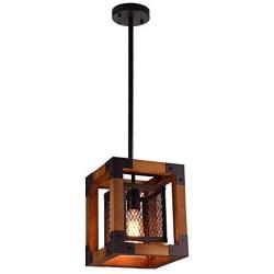 KOSTOMO Wood Chandelier Metal Pendant Light Retro Rustic Loft Antique Lamp Vintage Pipe Sconce Decorative Light Fixtures FarmhouseCeiling Light Luminaire