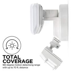Home Zone Security Motion Sensor Security Light - Outdoor Weatherproof 5000K LED Frosted Lens Flood Lights