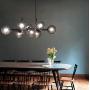 HLL Pendant Light Shades Ceiling Glass Ball Round Living Room Hanging Light Modern Hanging Lamp Metal Iron Dining Table Kitchen Chandelier 8×E14 L96Cm Hall Bedroom Duplex Apartment Pendant Lamp,Black