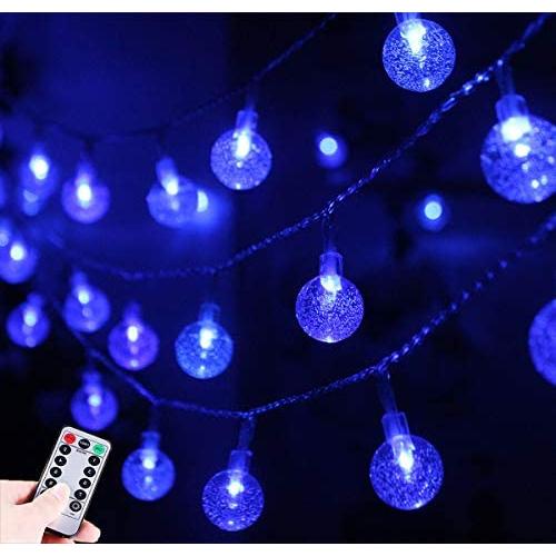 HUGSVIK 25.7FT 50 LED Battery Operated Blue String Lights, 8 Modes Globe Blue Lights for Room, Waterproof Blue Christmas Lights for Bedroom Kids Canopy Kids Tent Christmas Tree Decor Camping