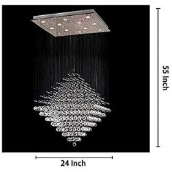 Munsinn Crystal Raindrop Chandelier 9-Lights Flush Mount LED Ceiling Light Fixture Pendant Lamp for Dining Room Bathroom Bedroom Livingroom