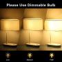 Miceshu Table Lamp for Bedroom, Touch Control Bedside Lamp with 3-Way Dimmable Dual USB Port Eye-Sight Protection, Linen Fabric Lampshade, Side Table Lamp for Bedroom, Living Room