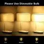 Miceshu Table Lamp for Bedroom, Touch Control Bedside Lamp with 3-Way Dimmable Dual USB Port Eye-Sight Protection, Linen Fabric Lampshade, Side Table Lamp for Bedroom, Living Room