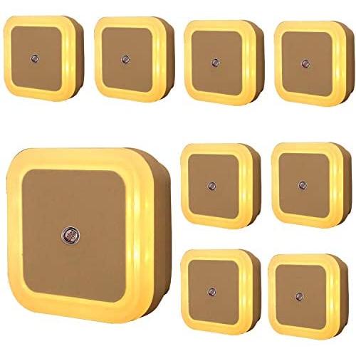 10 Pack LED Plug in Square Shape Night Light, Dusk to Dawn Sensor, Diffused Light for Bedroom, Bathroom, Kitchen, Hallway, Stairs, Kids Room, Warm Night Light,