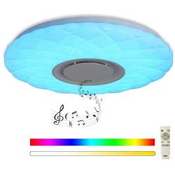 Horevo 24W Ceiling Light with Bluetooth Speaker, Smart APP Control+Romote Dimmable White Warm Light RGB Color Changing,LED Flush Mount Ceiling Light for Living Room Bedroom Kids Room Lights