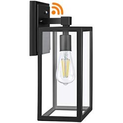 CINOTON Outdoor Wall Sconce Dusk to Dawn Photocell, IP65 Waterproof Outdoor Light Fixtures Wall Mount, Outdoor Wall Lantern with Clear Glass Shade, E26 Socket Exterior Wall Lamp for Garage, Doorway