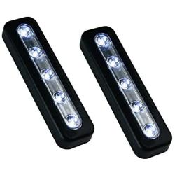 VILONG Super Bright DIY Stick-on Anywhere 5-LED Touch Tap Light Push Light, Car, Sheds, Storage Room,LED Night Light(2 Pack) (Black)