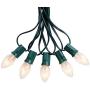 25 Feet C7 String Lights Outdoor Warm White Christmas Lights Green Wire for Room Garden Patio Backyard Cafe Party Decoration, 25 Bulbs