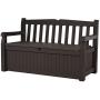 Keter Eden 70 Gallon Storage Bench Deck Box for Patio Furniture, Front Porch Decor and Outdoor Seating – Perfect to Store Garden Tools and Pool Toys,Brown / Brown