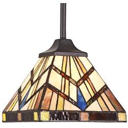 Capulina Tiffany Style Kitchen Lighting, 1-Light Stained Glass Lighting Fixtures, 8 inch Wide Lampshade Mini Pendant Light, Mission Style Kitchen Island Lighting, Tiffany Hanging Pendant Light