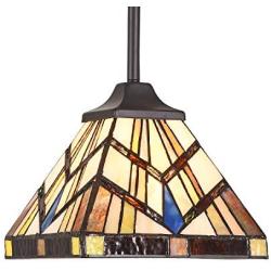 Capulina Tiffany Style Kitchen Lighting, 1-Light Stained Glass Lighting Fixtures, 8 inch Wide Lampshade Mini Pendant Light, Mission Style Kitchen Island Lighting, Tiffany Hanging Pendant Light