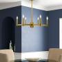 Wellmet Gold Chandelier Dining Room 26 inch, Modern Sputnik Chandelier 6 Light, Hanging Pendant Lighting Mid Century Ceiling Light Fixture for Kitchen Island Living Room Bedroom, Brushed Brass