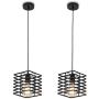 Farmhouse Black Pendant Light 2 Pack, JOOSENLUX Modern Mini Metal Hanging Pendant Light Fixtures E26 Socket Hanging Lamp for Kitchen Island Dinning Room Bedroom (Square)