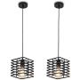 Farmhouse Black Pendant Light 2 Pack, JOOSENLUX Modern Mini Metal Hanging Pendant Light Fixtures E26 Socket Hanging Lamp for Kitchen Island Dinning Room Bedroom (Square)