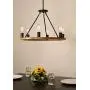 Kira Home Jericho 25'' 6-Light Large Rustic Farmhouse Wagon Wheel Chandelier, Round Kitchen Island Light, Textured Black Accents + Warm Oak Wood Style Finish