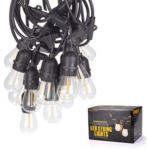 BECCALIGHTING Outdoor String Lights 12v Safe Low Voltage Hanging LED Landscape Lighting 12 Volt DC 12VDC for Gazebo Pool Deck Patio Poles Backyard Garden RV Solar-Powered Off-Grid Living 48ft 48 Feet
