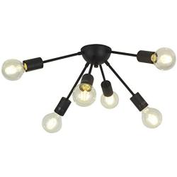 VINLUZ 6-Light Sputnik Chandelier Black Mid Century Modern Ceiling Light Industrial Pendant Lighting for Kitchen Dining Room Living Room