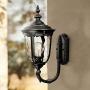 Bellagio Traditional Outdoor Wall Light Fixture Texturized Black Upbridge 16 1/2'' Clear Hammered Glass for Exterior House - John Timberland