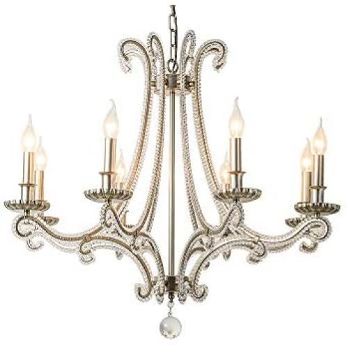 ForeverLighting,FL-62936,American Country Style Luxury Crystal Chandelier E12 8 Lights LED Pendant Light Fixture Suitable for Dining Room/Living Room