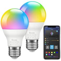 Govee LED Bulbs Dimmable, Music Sync RGB Color Changing Light Bulbs A19 7W 60W Equivalent, Multicolor Decorative No Hub Required LED Bulbs with APP for Party Home 2 Pack(Dont Support WiFi/Alexa)