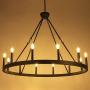 Wellmet 12-Light Black Wagon Wheel Chandelier Diam 38 inch, Farmhouse Industrial Country Style Large Round Pendant Light Fixture for Dining Room, Kitchen Island