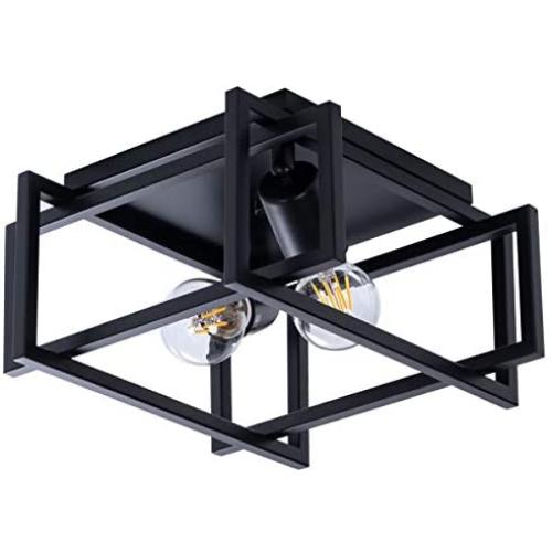 VILUXY Contemporary Rectangle Flush Mount Ceiling Light Fixture with Black Shade for Hallway, Entryway, Passway, Dining Room, Bedroom, Balcony Living Room Two-Light