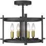 TENGXIN Flush Mount Ceiling Light,Chandelier for Living Room Bedroom,Kitchen, Hallway,Black Brass Finished with Iron metarial,UL Listed,No Bulbs Included