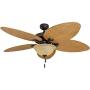 Honeywell Ceiling Fans 50507-01 Palm Island 52-Inch Tropical Ceiling Fan with Tuscan Bowl Light, Five Leaf/Wicker Blades, Indoor/Outdoor, Sandstone
