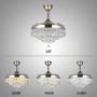 BIGBANBAN Crystal Pendant Light Ceiling Fans,Modern LED Ceiling Fans Light with 4-Blades Retractable for Dining Room/Bedroom 42 inch (Sliver)