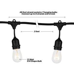 Brightech Ambience Pro - Waterproof Outdoor String Lights - Hanging Industrial 11W Edison Bulbs - 48 Ft Vintage Bistro Lights - Create Great Ambience in Your Backyard, Gazebo