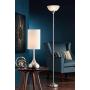 Maddox Modern Torchiere Floor Lamp Tall Satin Nickel Slim Profile Alabaster Glass Shade for Living Room Bedroom Uplight - 360 Lighting