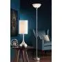 Maddox Modern Torchiere Floor Lamp Tall Satin Nickel Slim Profile Alabaster Glass Shade for Living Room Bedroom Uplight - 360 Lighting