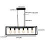 Garwarm 6 Light Rectangle Chandelier,Black Metal Linear Modern Pendant Lighting,Industrial Cage Kitchen Island Ceiling Light Fixture for Dining Room Kitchen