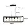Garwarm 6 Light Rectangle Chandelier,Black Metal Linear Modern Pendant Lighting,Industrial Cage Kitchen Island Ceiling Light Fixture for Dining Room Kitchen