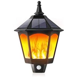 Bebrant Solar Lights Outdoor, 2 in 1 Sconce Decorative Flickering Flame Wall Lights Dusk to Dawn, Wireless Waterproof Solar Lights Motion Sensor for Outdoor Party, Garden, Patio.