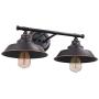 Industrial Wall Light Fixture Farmhouse Rustic Wall Sconce, Vintage Wall Mounted Vanity Light for Bathroom, Bedroom, Living Room, Kitchen, Black Metal Shade (2-Light)