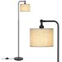DEWENWILS 63 inch Black Floor Lamp with White Linen Drum Shade, Adjustable Lampshade, Standing Tall Lamp for Living Room, Bedroom, Office, Simple Design Farmhouse Style