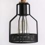 Unitary Brand Rustic Black Metal and Wood Body Cage Shades Dining Room Multi Pendant Lighting with 3 E26 Bulb Sockets 120W Painted Finish