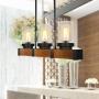 PUZHI HOME Modern Kitchen Island Pendant Light, 3 Lights Wooden Light Fixture Farmhouse Chandelier Rustic Dining Room Light for Kitchen Farmhouse Dining Room Living Room Barn