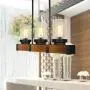 PUZHI HOME Modern Kitchen Island Pendant Light, 3 Lights Wooden Light Fixture Farmhouse Chandelier Rustic Dining Room Light for Kitchen Farmhouse Dining Room Living Room Barn